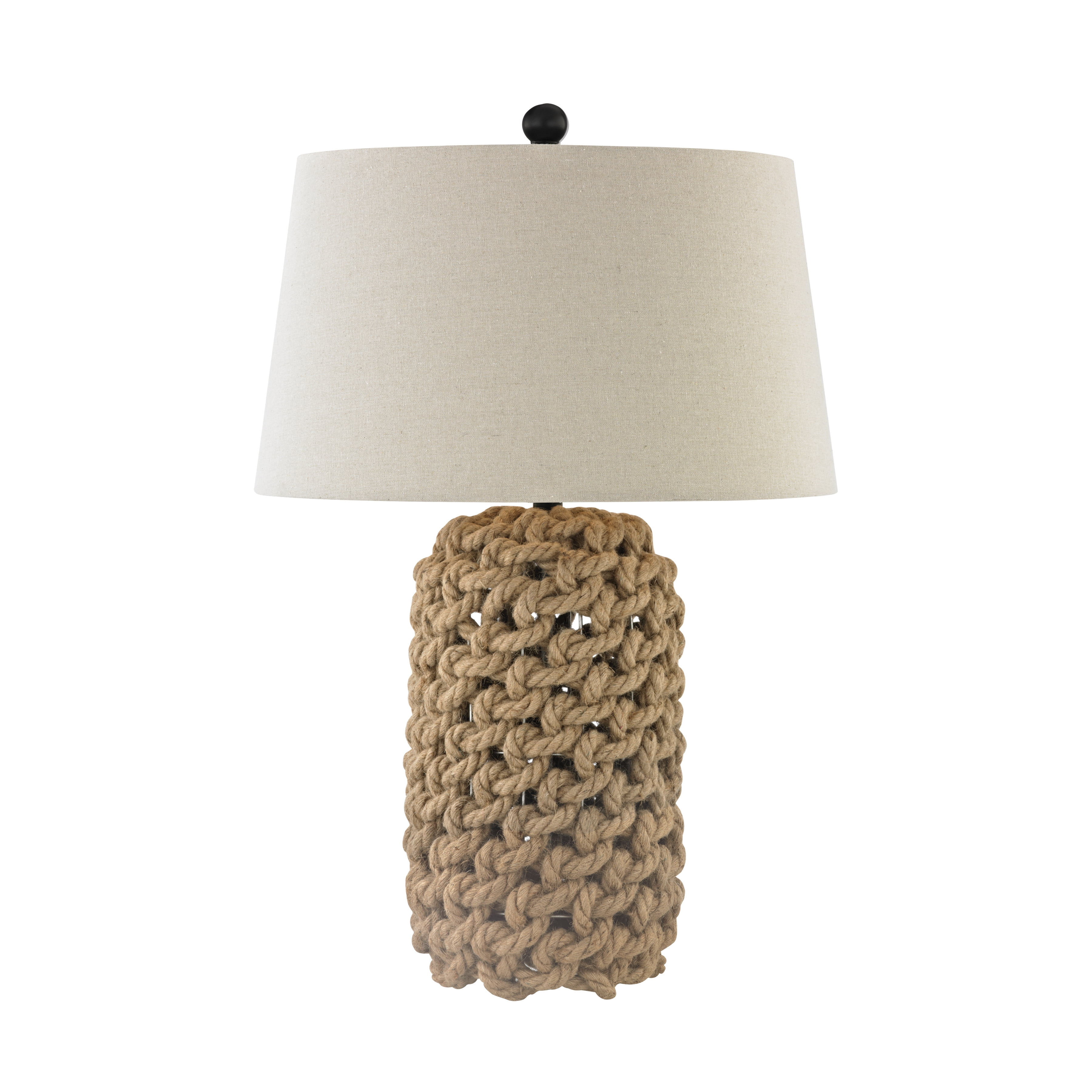 Natural Rope Table Lamp with Off-White Fabric Shade