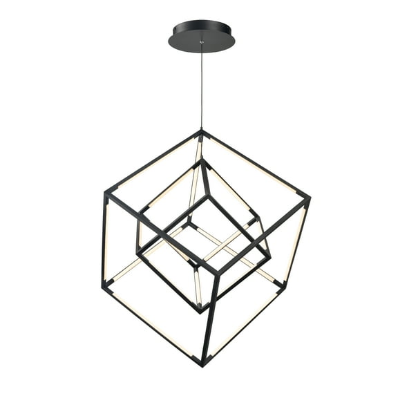 Elk Home 17.75-Inch Wide Cube Squared Pendant, Modern, Matte Black