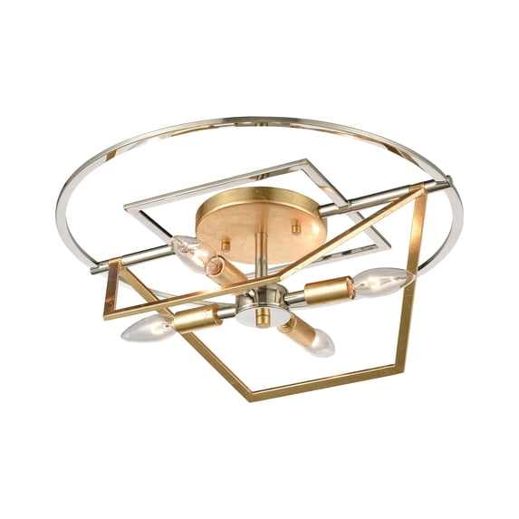 Elk Home 18-Inch Wide Geosphere Semi Flush Mount, Polished Nickel