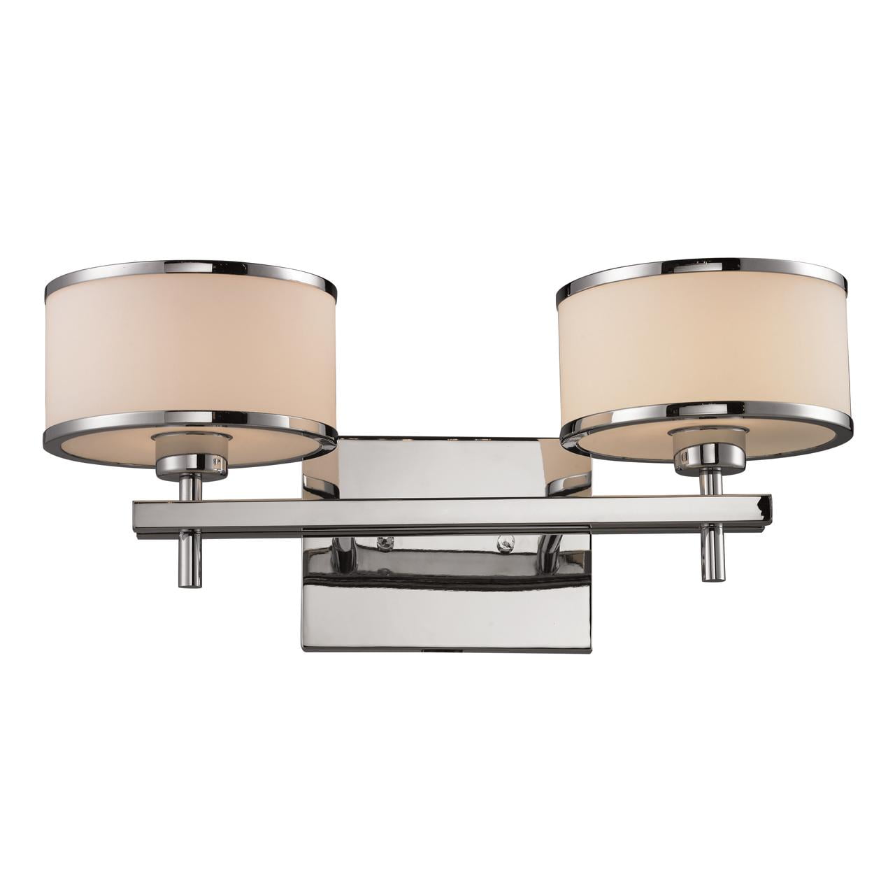 Polished Chrome 2-Light Vanity with White Glass Shades
