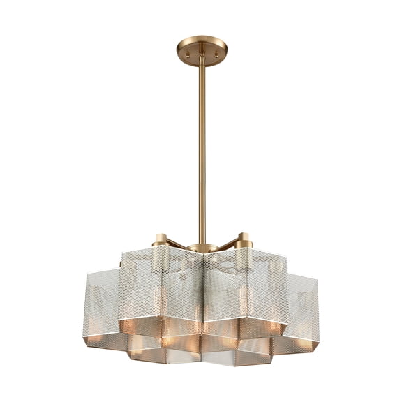 Elk Home 20-Inch Wide Compartir Chandelier, Contemporary, Satin Brass