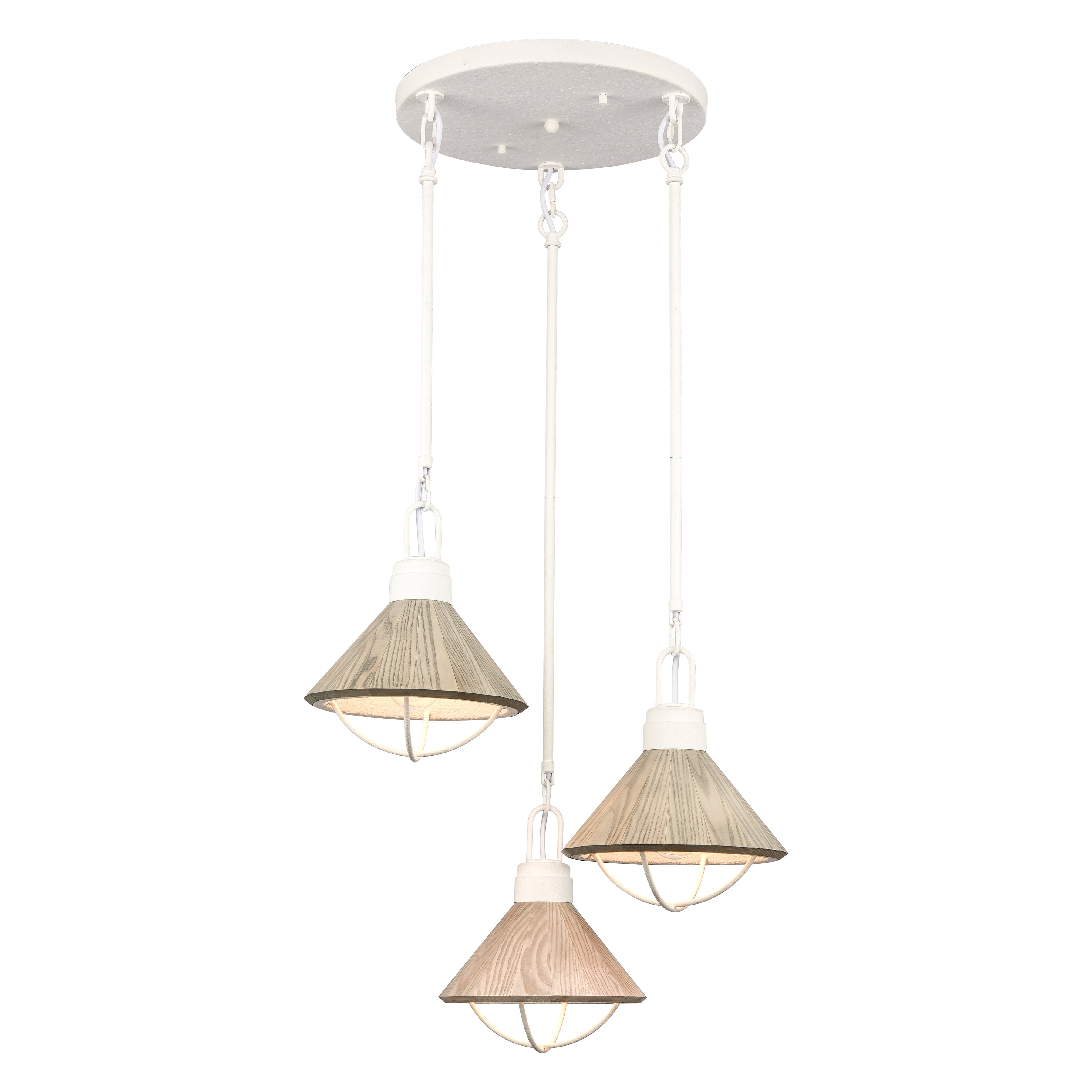 Cape May White Coral 3-Light Pendant with Whitewashed Driftwood Shade