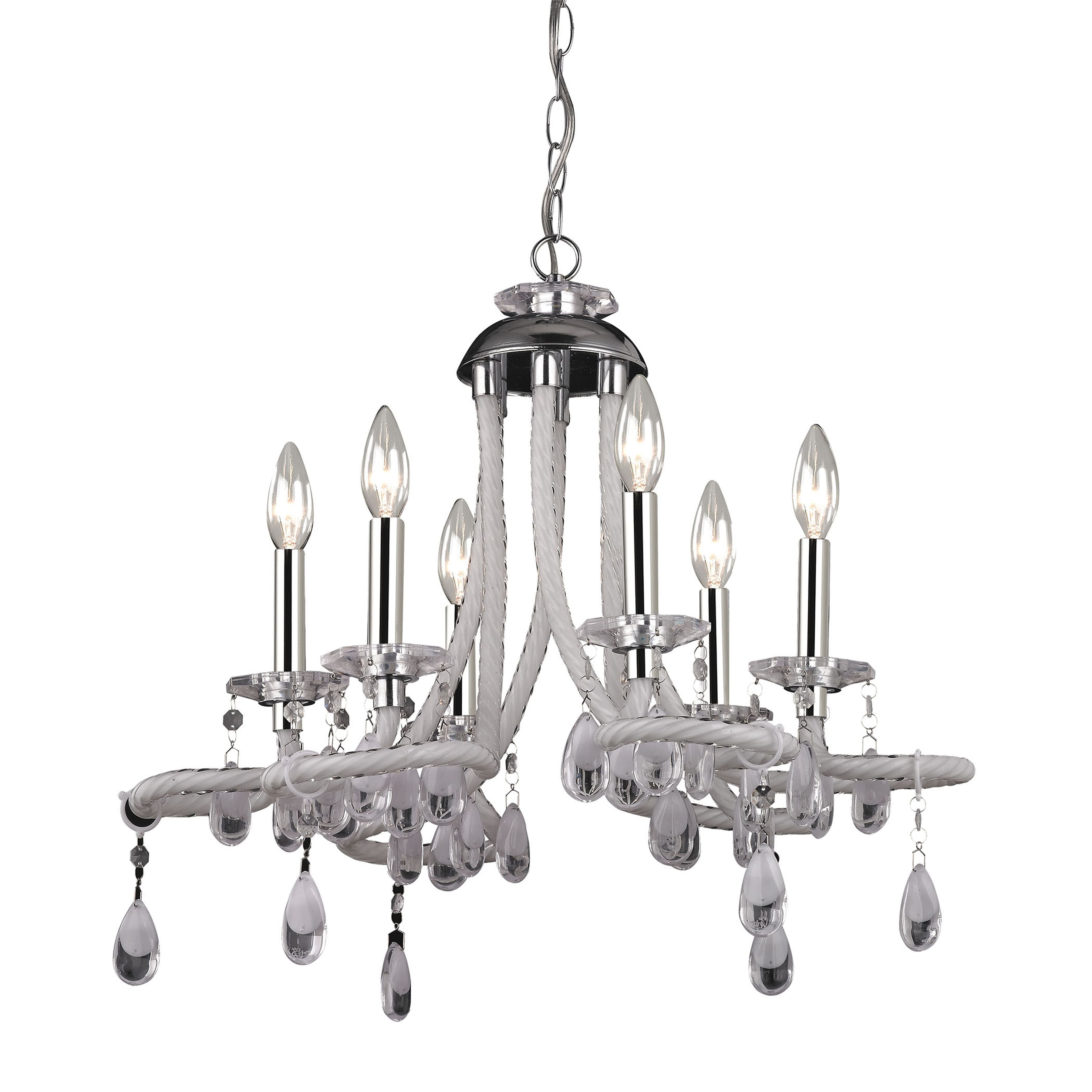 Chrome Mini Crystal 6-Light Candle Chandelier
