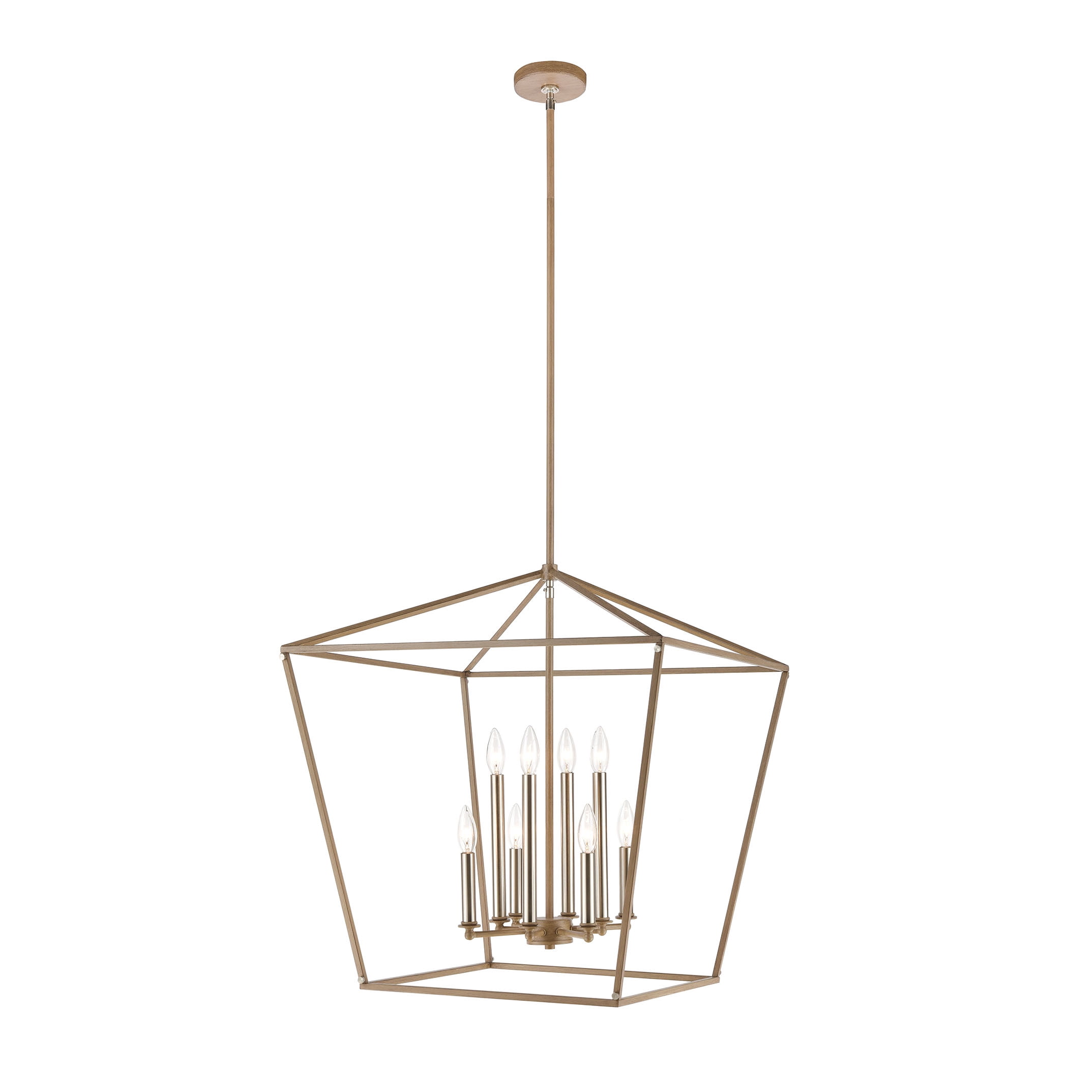 Fairfax 8-Light Satin Nickel and Light Wood Chandelier