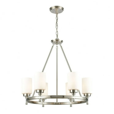 Elk Home 25-Inch Wide Dawson Chandelier, Transitional, Satin Nickel