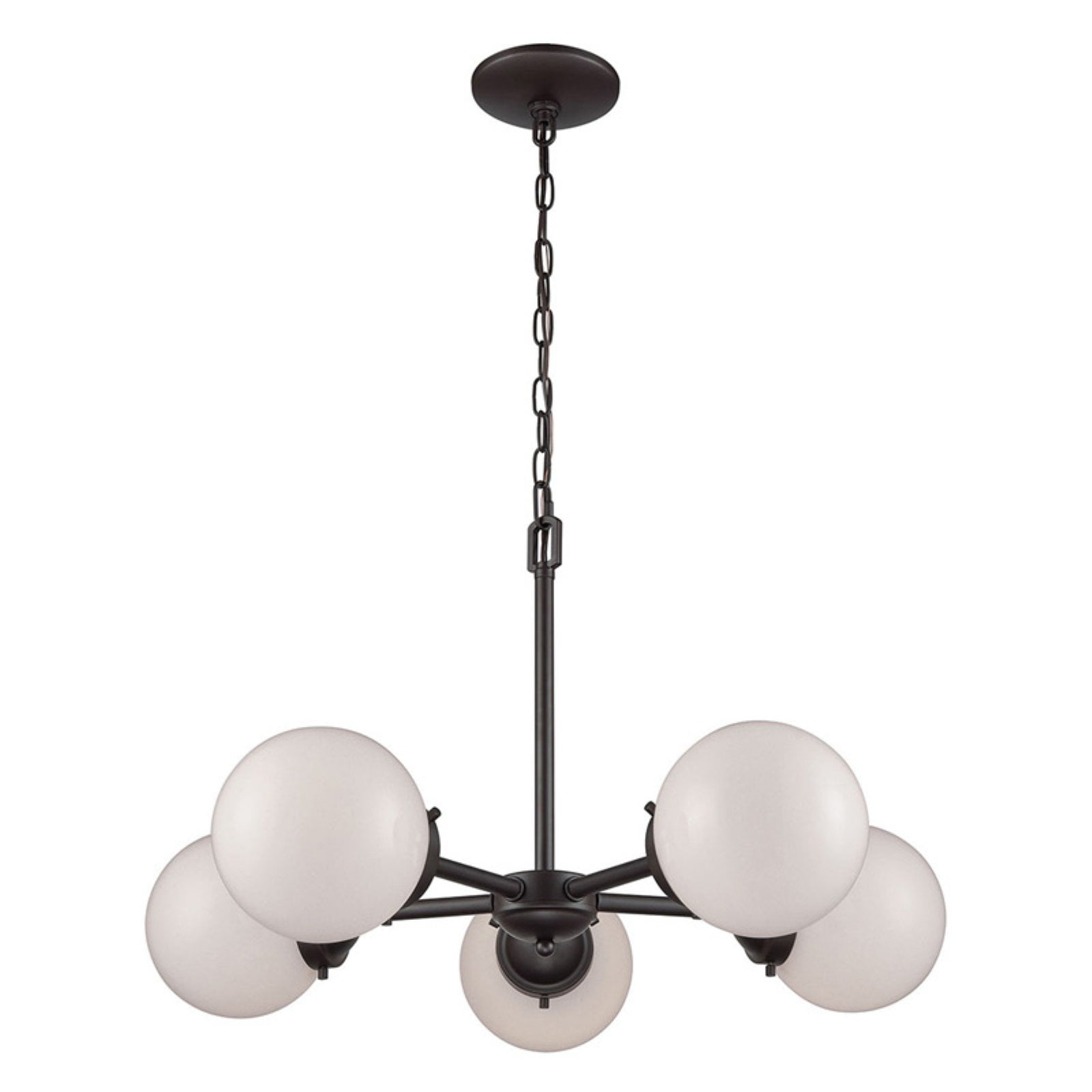 Beckett Oil Rubbed Bronze 5-Light Chandelier with Frosted Glass Shades