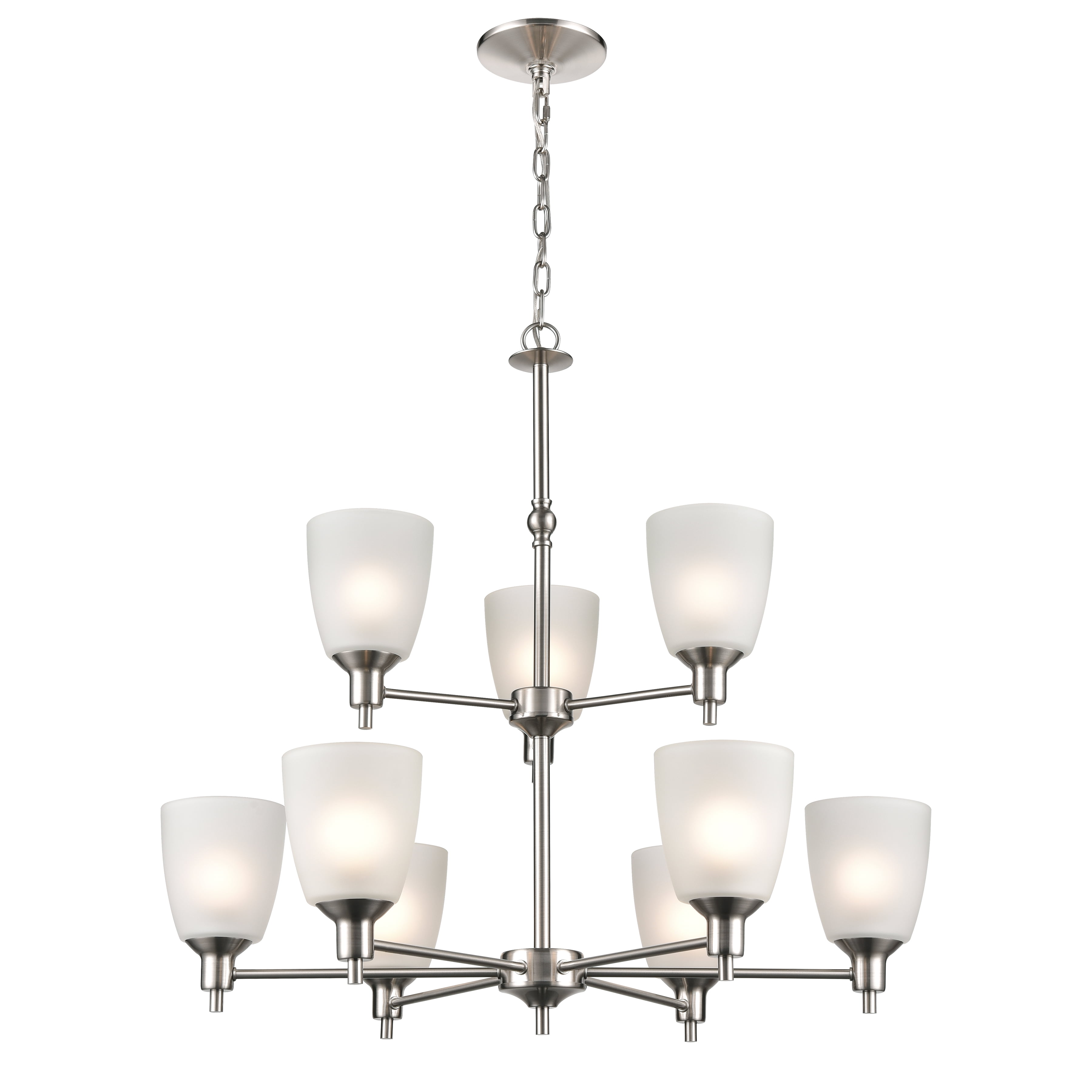 Park Slope Transitional Brushed Nickel 9-Light Chandelier