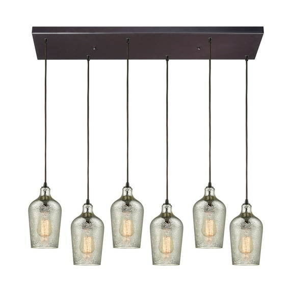 Elk Home 30-Inch Wide Hammered Glass Pendant, Oil Rubbed Bronze
