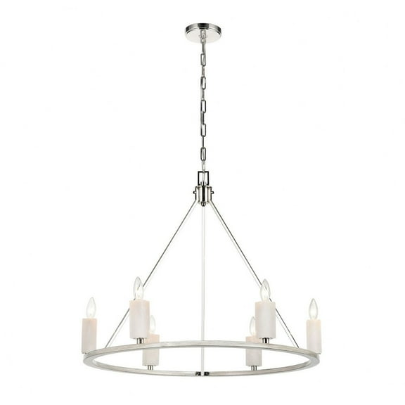 Elk Home 30-Inch Wide White Stone Chandelier, Polished Nickel