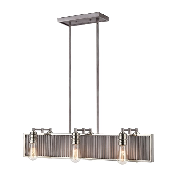 Elk Home 32-Inch Wide Corrugated Steel Chandelier, Weathered Zinc