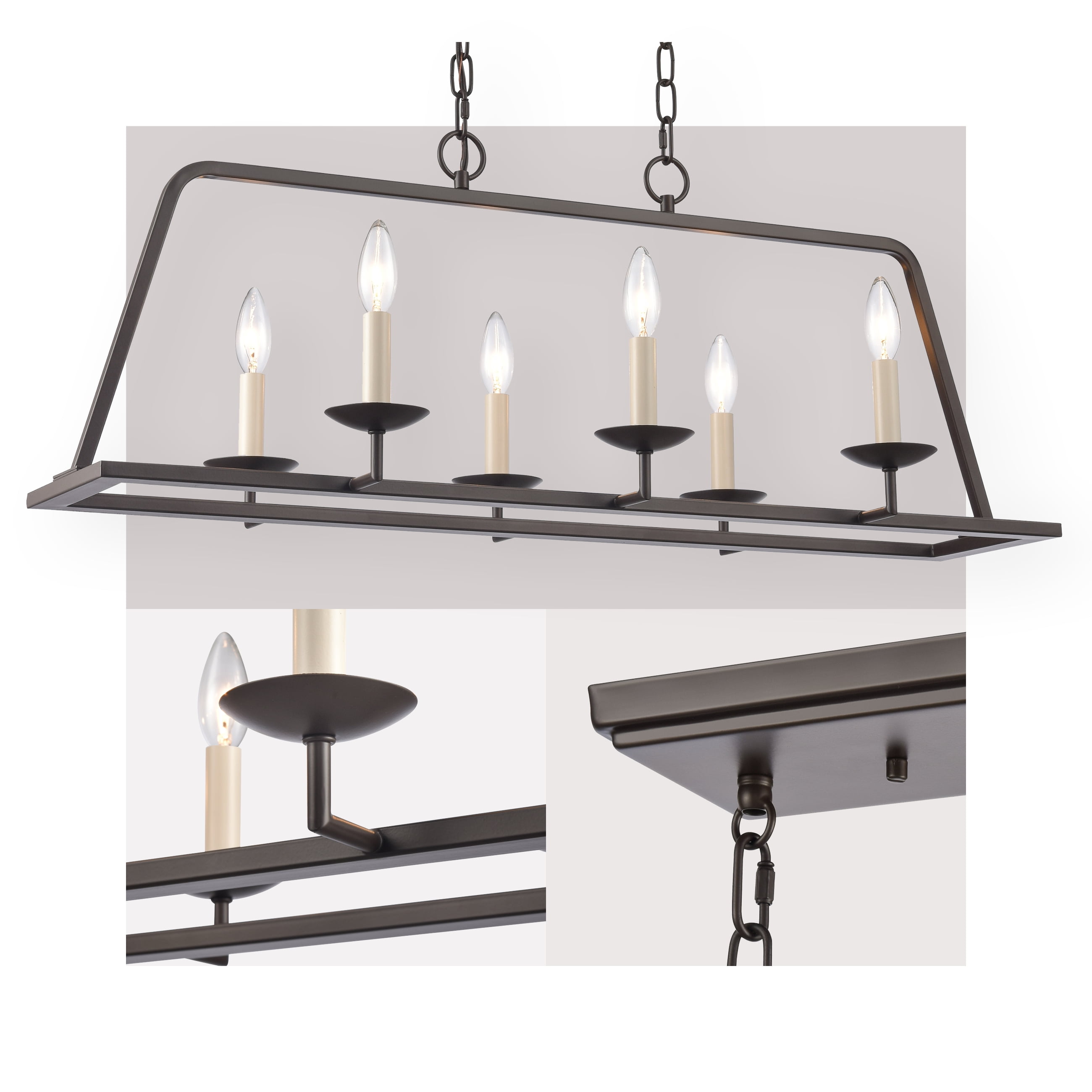 Joanie 34'' Old Bronze 6-Light Linear Candle Chandelier