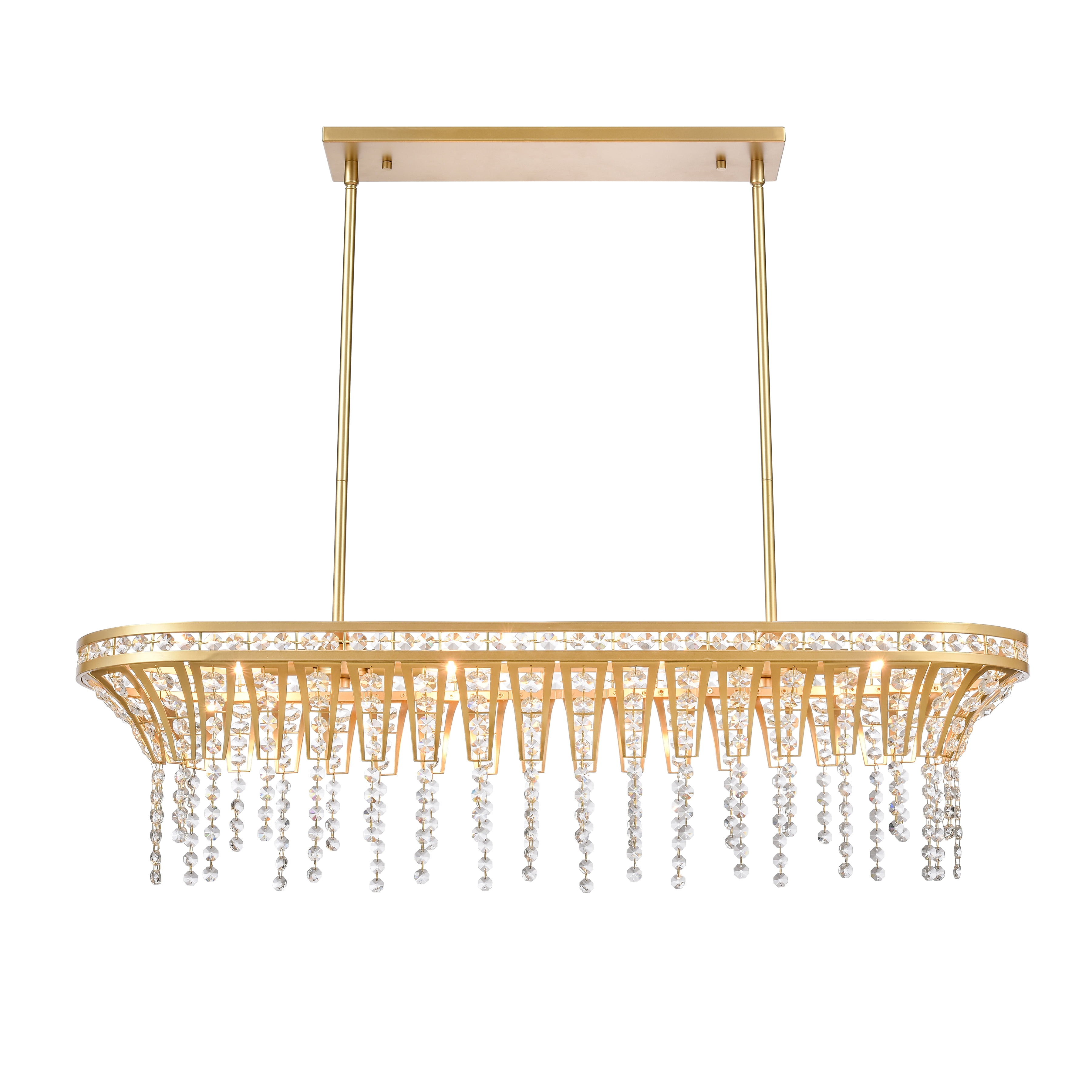 Champagne Gold K9 Crystal 4-Light Linear Chandelier