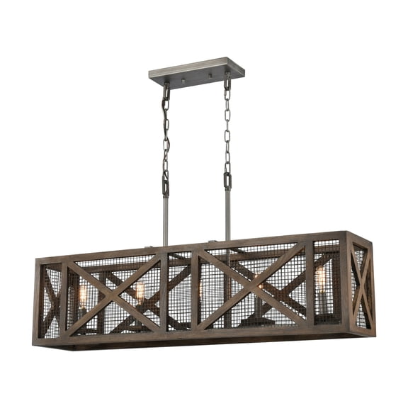 Elk Home Stockyard 38-Inch Wide 5-Light Linear Chandelier in Weathered Zinc Finish