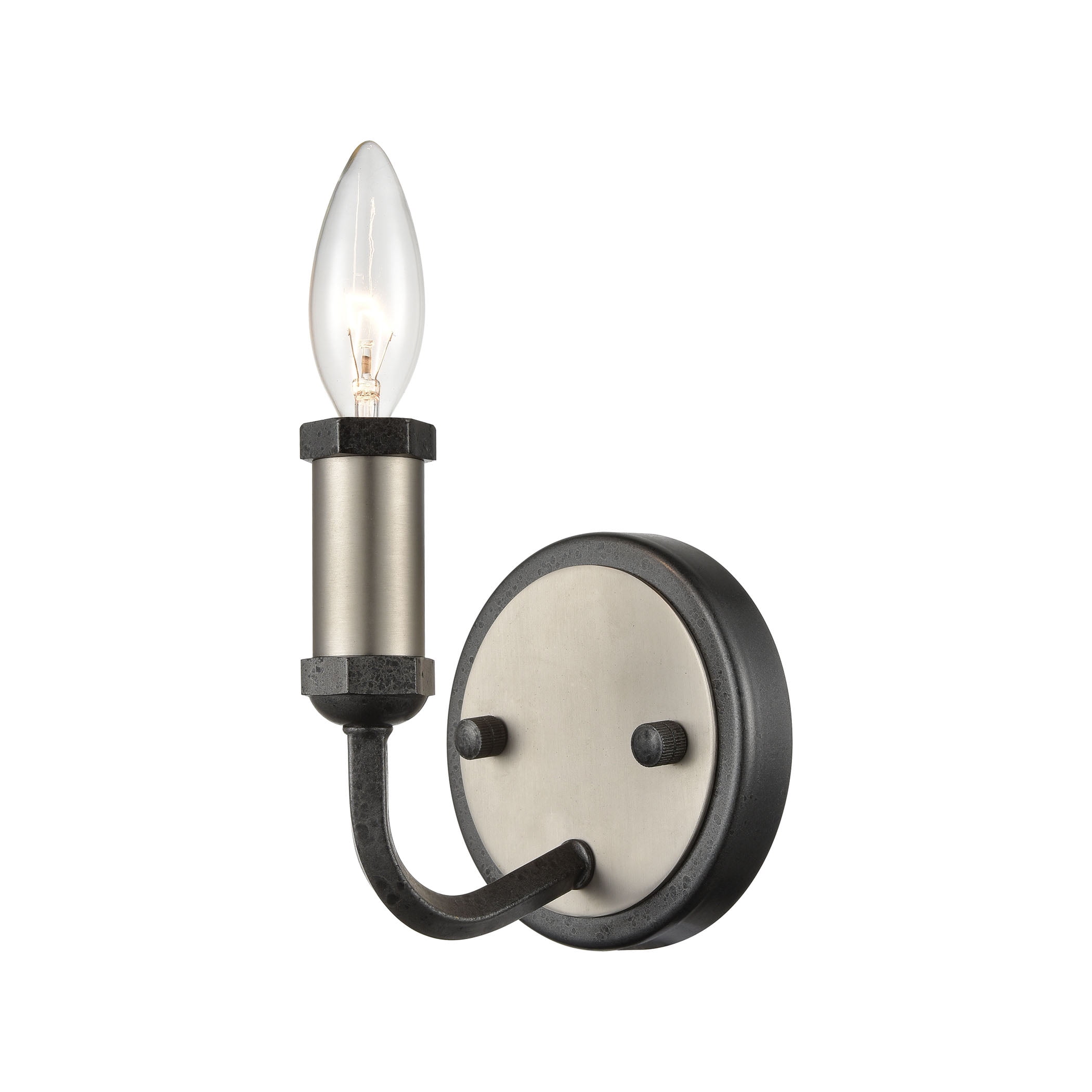 Cortlandt 4.75-Inch Gray Iron and Brushed Platinum Wall Sconce