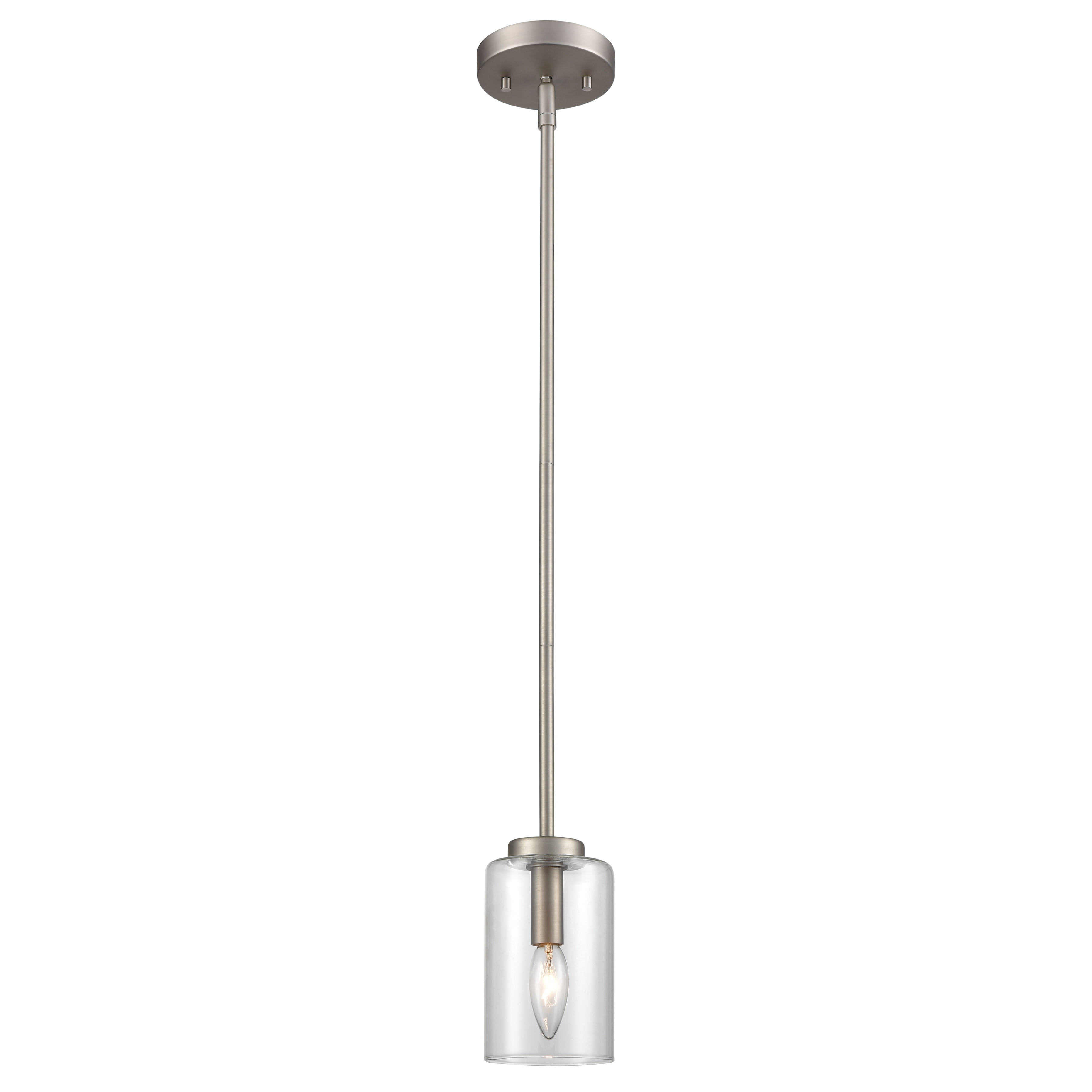 West End Brushed Nickel 1-Light Mini Pendant with Clear Glass