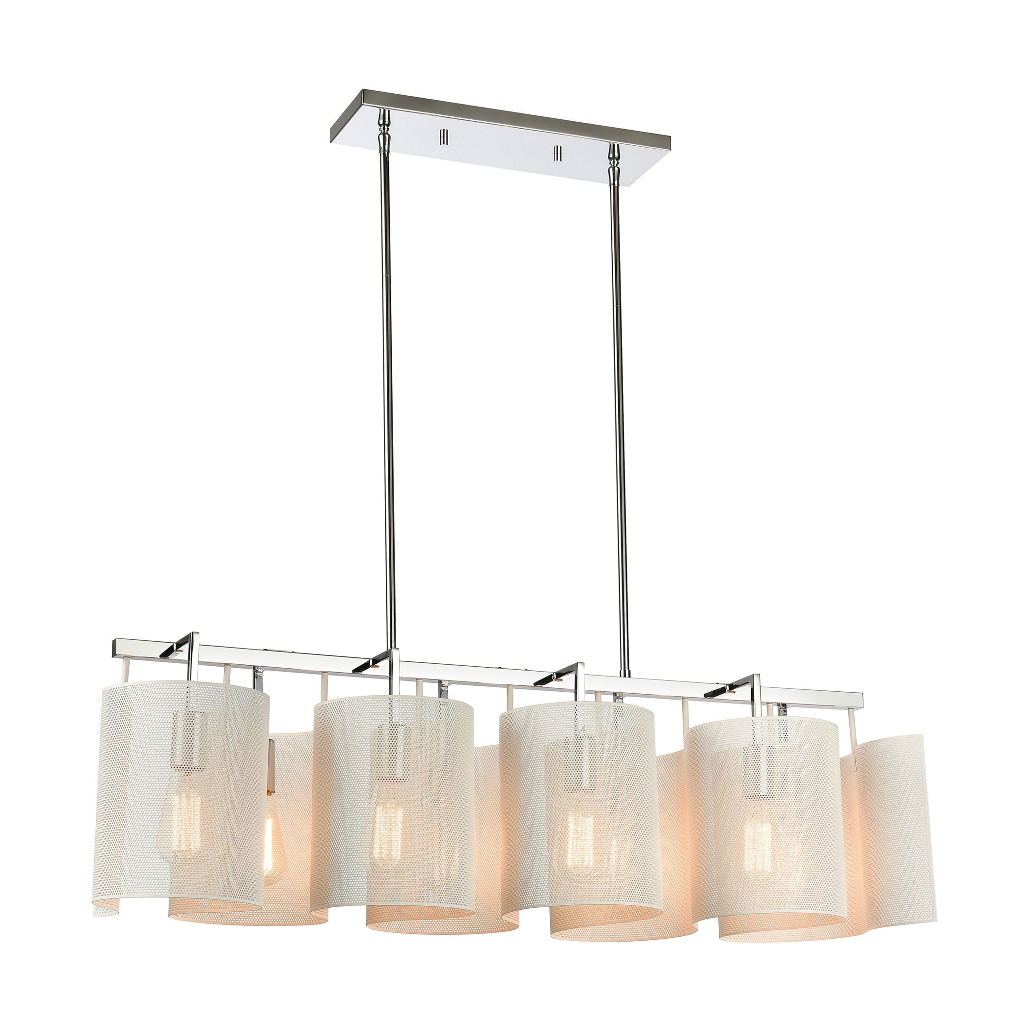 Matte White and Chrome 8-Light Island Chandelier