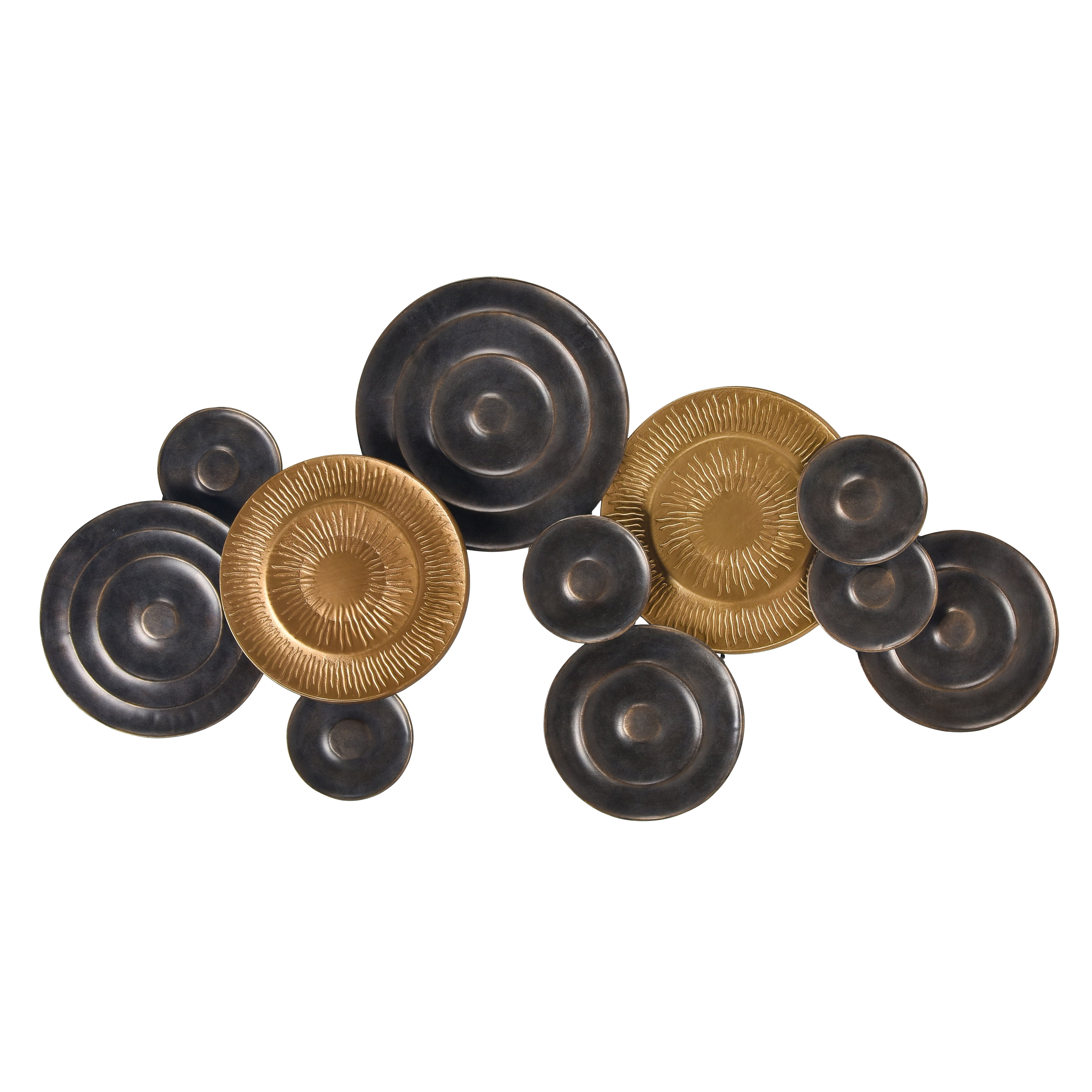 Breckman 42.5-Inch Black and Brass Dimensional Wall Art Sculpture