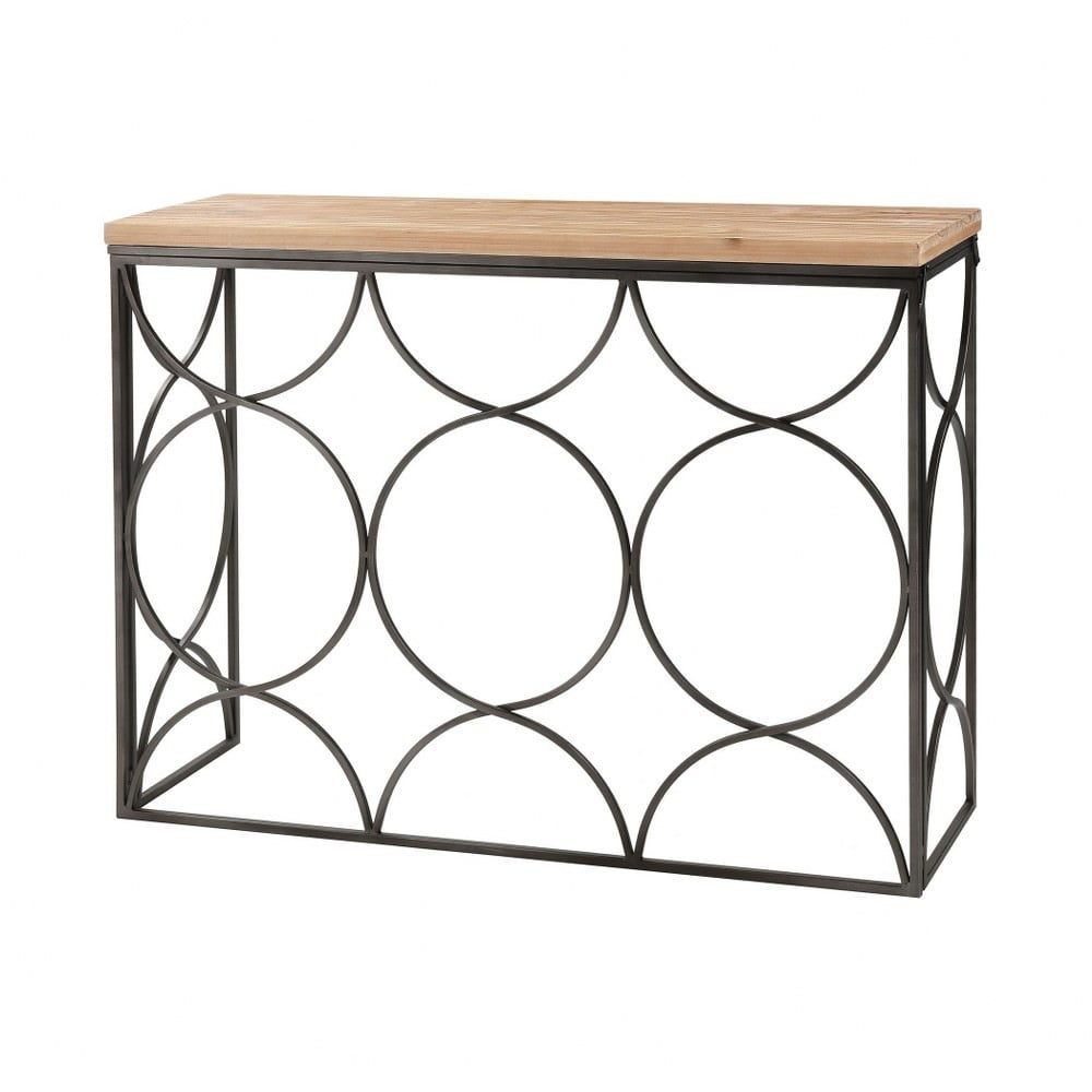 Billings 43'' Natural Wood and Metal Loop-Base Console Table