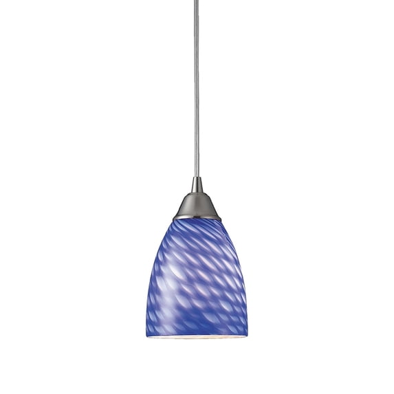 Elk Home Arco Baleno 5-inch Wide 1-Light Pendant in Satin Nickel with Sapphire Glass