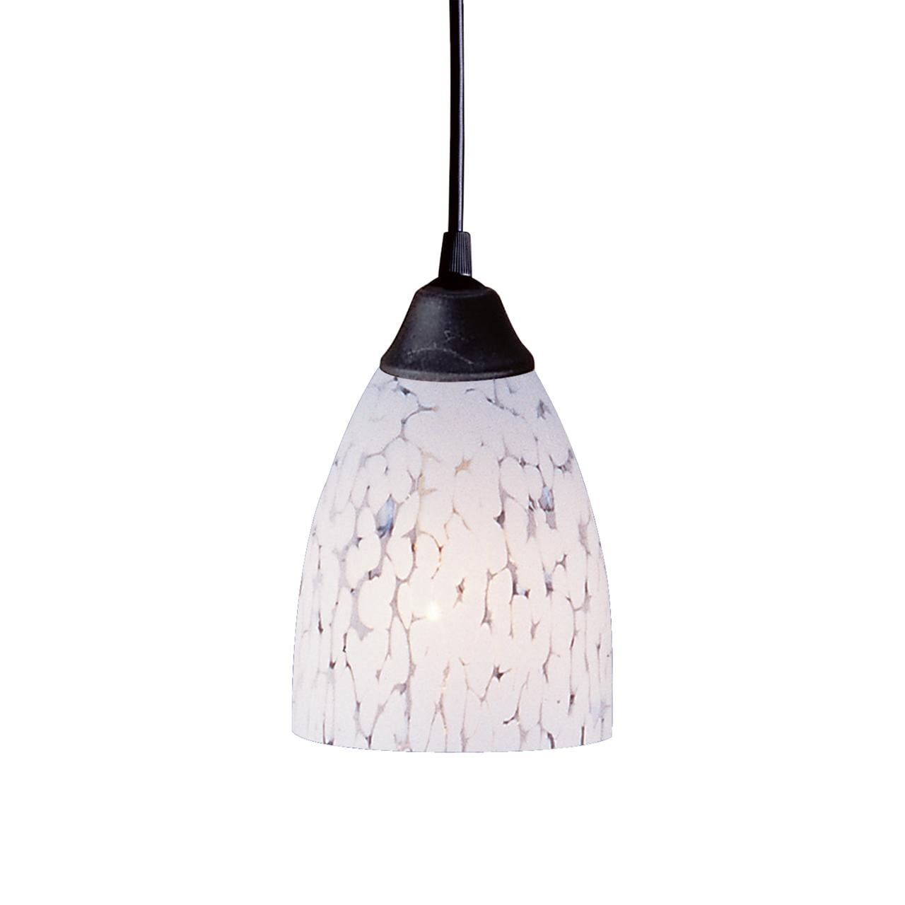 Snow White Glass and Dark Rust Mini Pendant Light