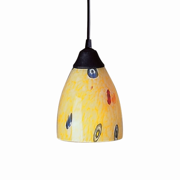 Elk Home Classico 5-inch Wide 1-Light Pendant in Dark Rust with Yellow Blaze Glass