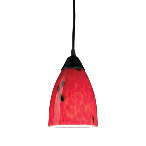Elk Home Classico 5-inch Wide 1-Light Pendant in Dark Rust with Fire Red Glass