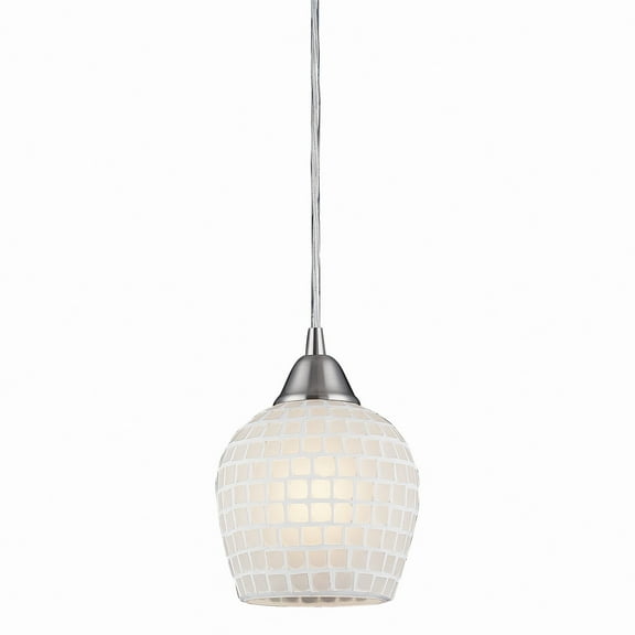 Elk Home 5-Inch Wide Fusion Mini Pendant, Transitional, Satin Nickel - White