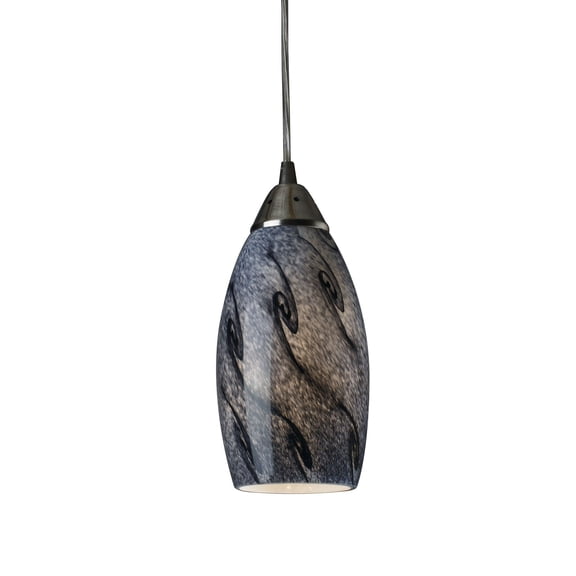 Elk Home Galaxy 5-inch Wide 1-Light Pendant in Satin Nickel with Smoke Glass