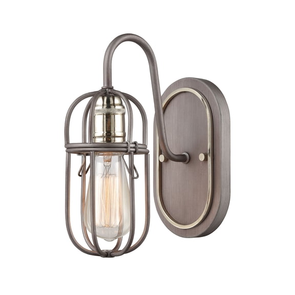 Elk Home 5-Inch Wide Industrial Cage Vanity Light, Weathered Zinc