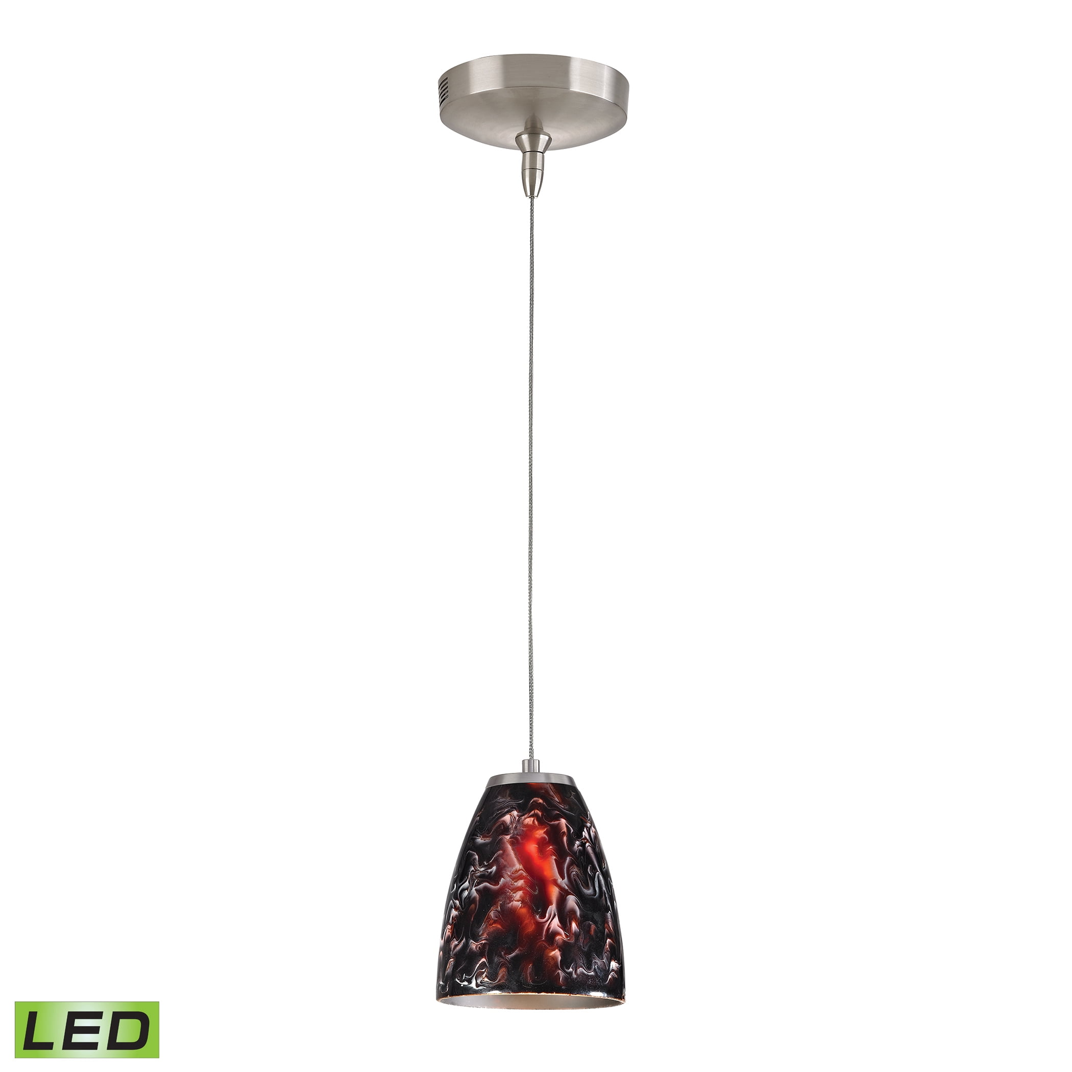 Smoldering Lava Glass Mini LED Pendant in Brushed Nickel