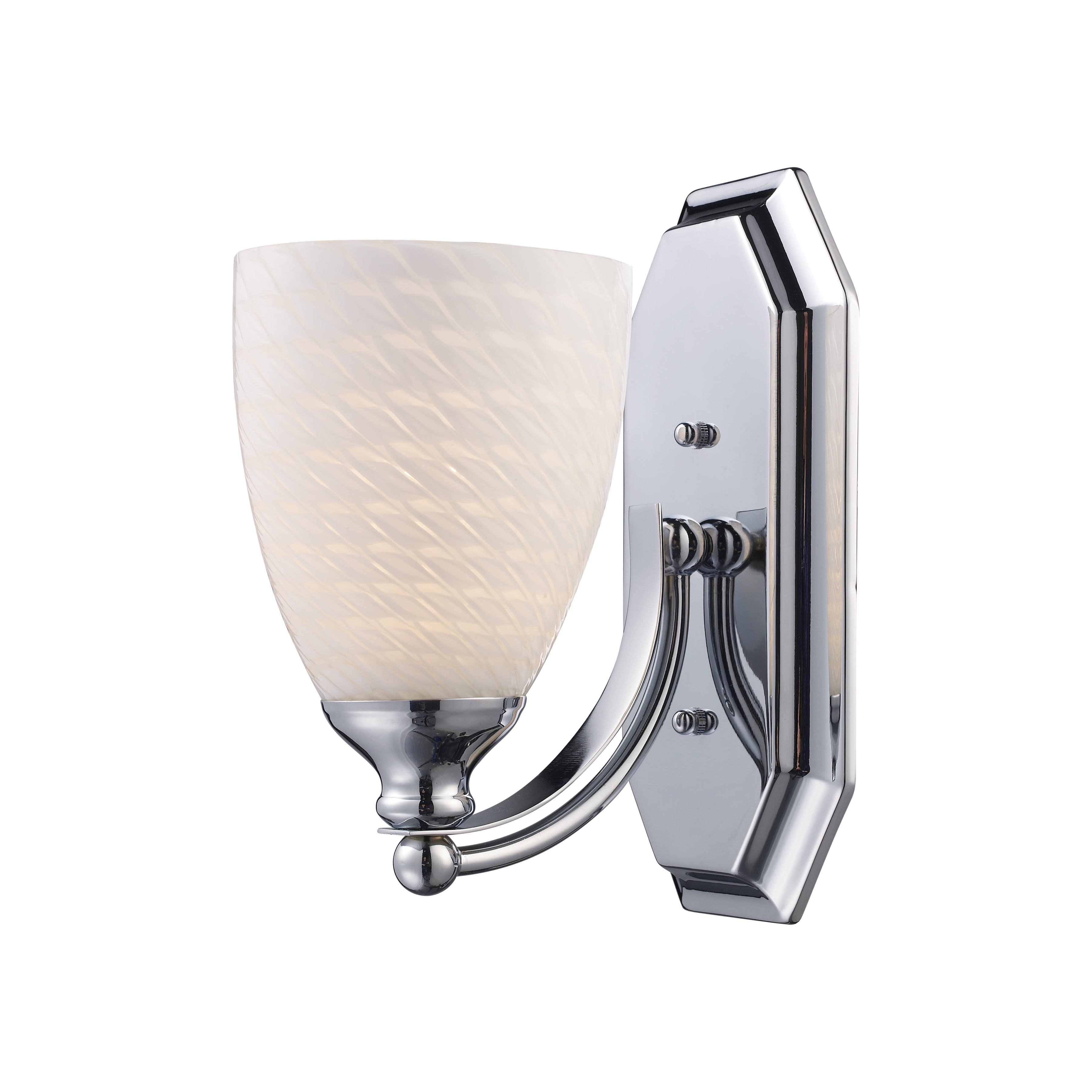 5-Inch Polished Chrome Vanity Light with White Swirl Glass Shade
