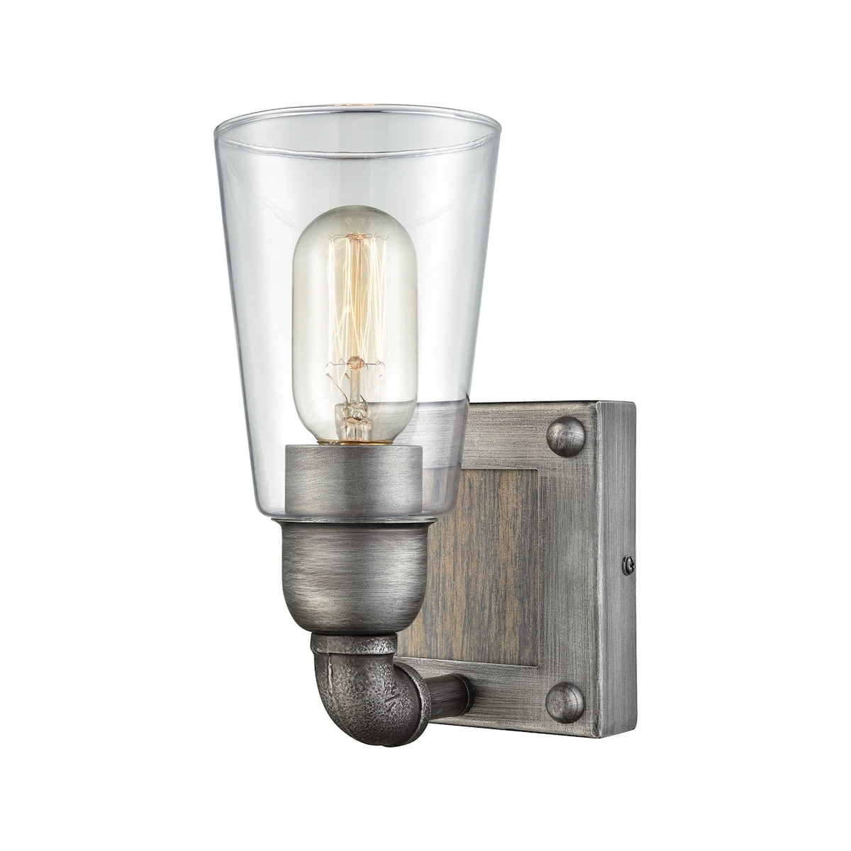 Weathered Zinc 1-Light Vanity Sconce with Clear Glass