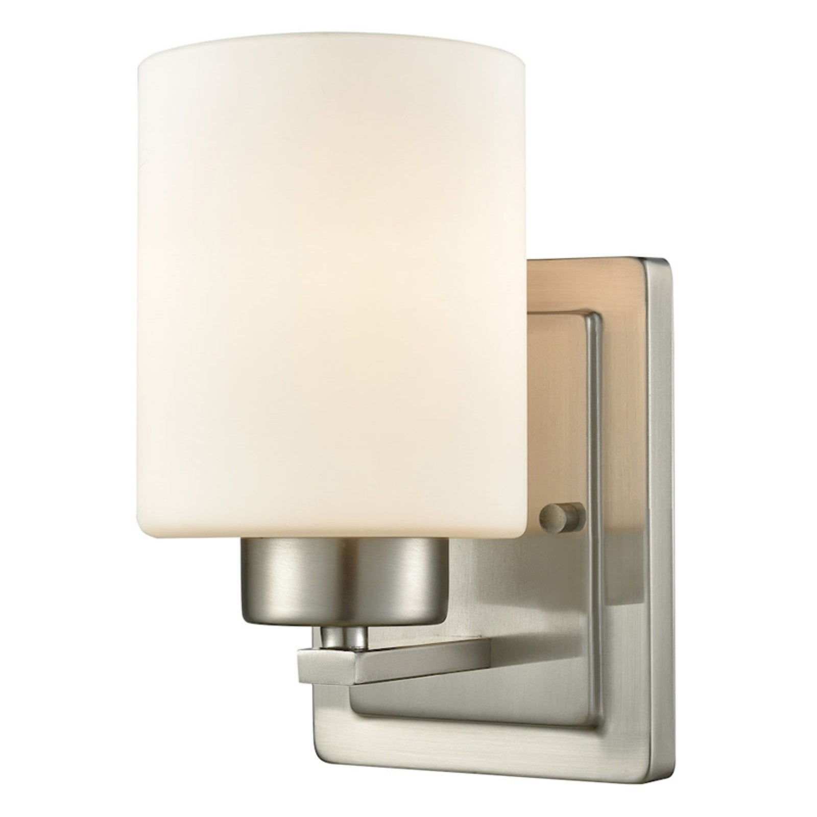 Summit Place Brushed Nickel 1-Light Vanity with Opal White Glass