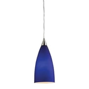 Elk Home Vesta 1-Light Satin Nickel Pendant with Blue Glass Shade, 5-inch Wide