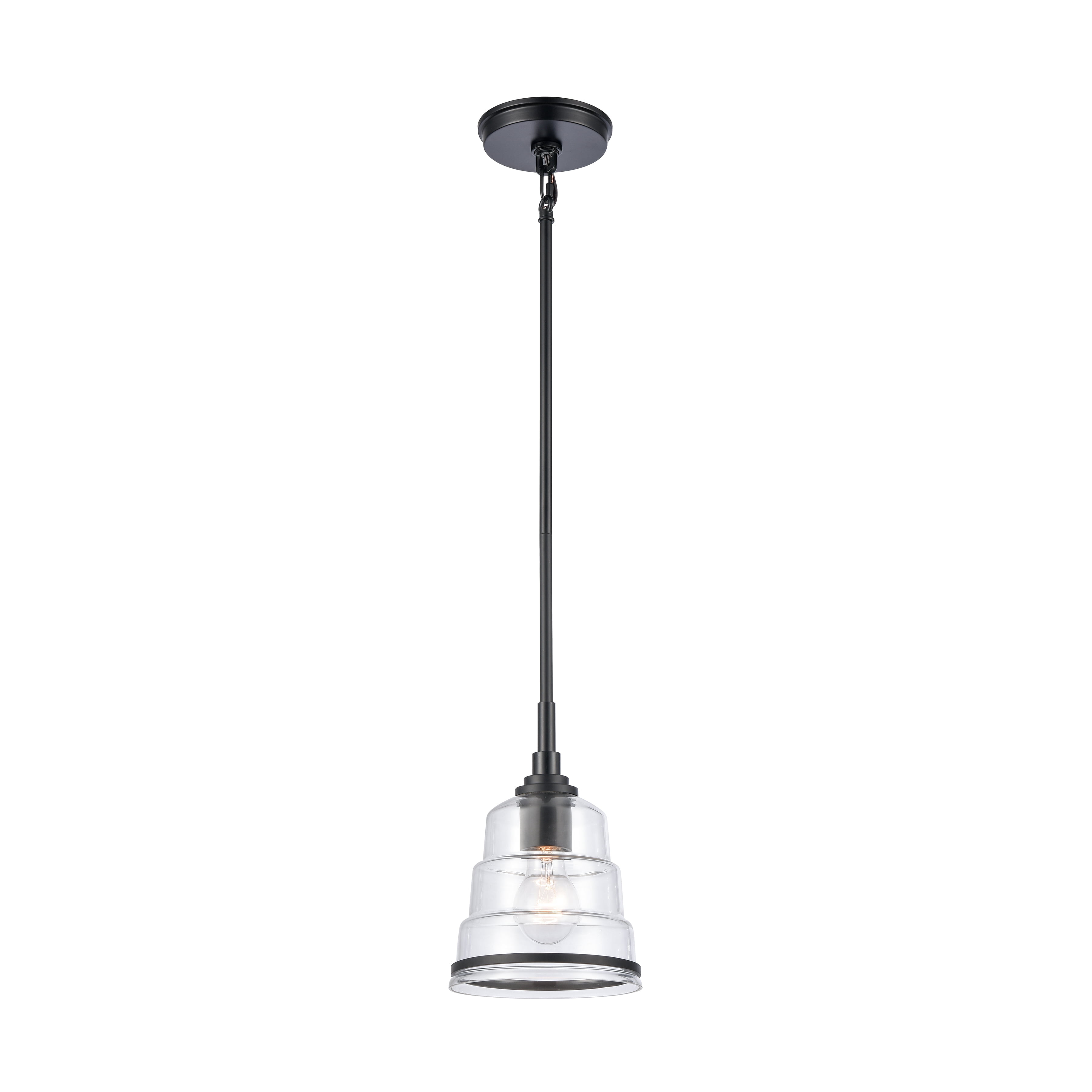 Boyer Transitional Mini Pendant with Clear Glass in Matte Black