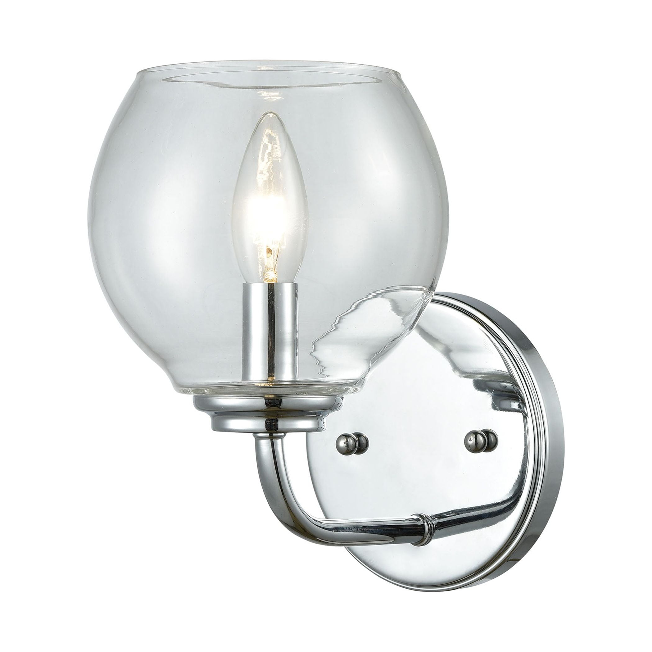 Emory 9'' Polished Chrome Transitional Vanity Light with Oversized Glass