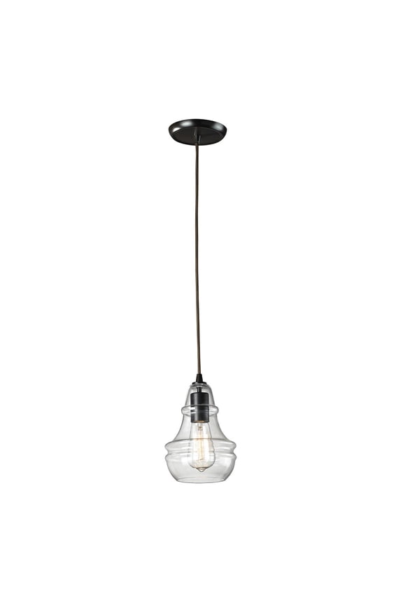 Menlow Park 6-inch Wide 1-Light Mini Pendant in Oil Rubbed Bronze with Clear Glass