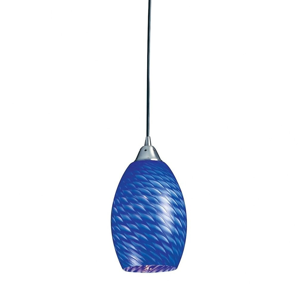 Sapphire Satin Nickel Mini Pendant with Hand-Blown Glass Shade
