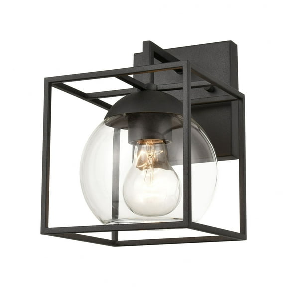 Elk Home 6-Inch Wide Outdoor Cubed Wall Sconce, Modern, Charcoal