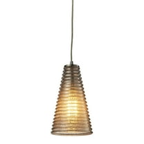Elk Home 6-Inch Wide Ribbed Glass Pendant, Transitional, Satin Nickel