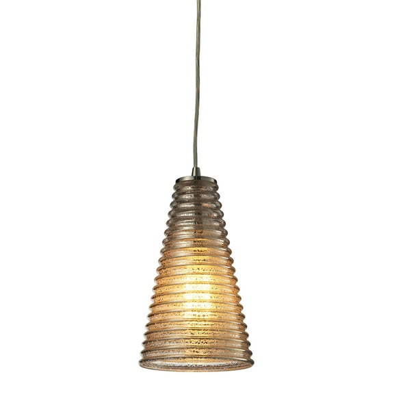 Elk Home 6-Inch Wide Ribbed Glass Pendant, Transitional, Satin Nickel