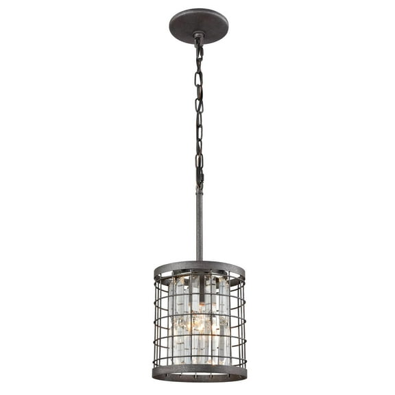 Elk Home 7-Inch Wide Nadina Pendant, Transitional, Silverdust Iron