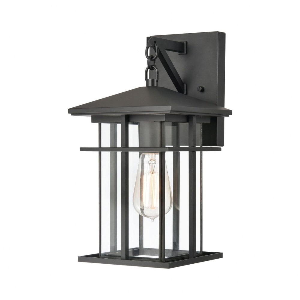 Matte Black Outdoor Wall Lantern with Clear Glass