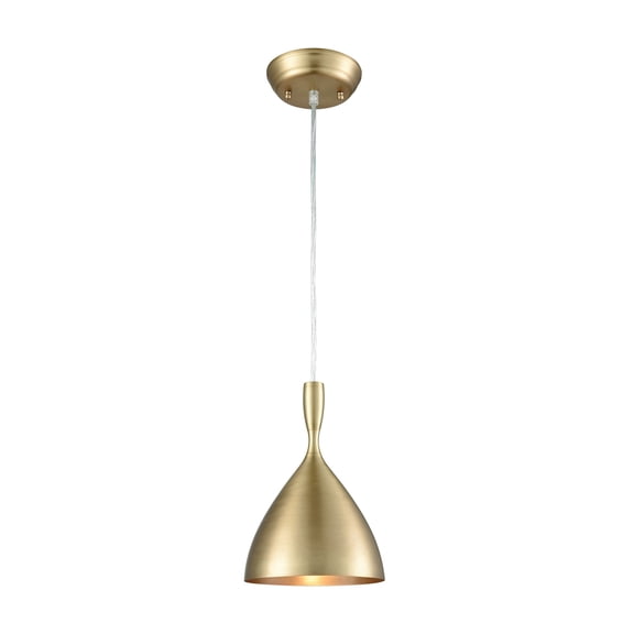 Elk Home 7-Inch Wide Spun Aluminum Pendant, Modern, French Brass