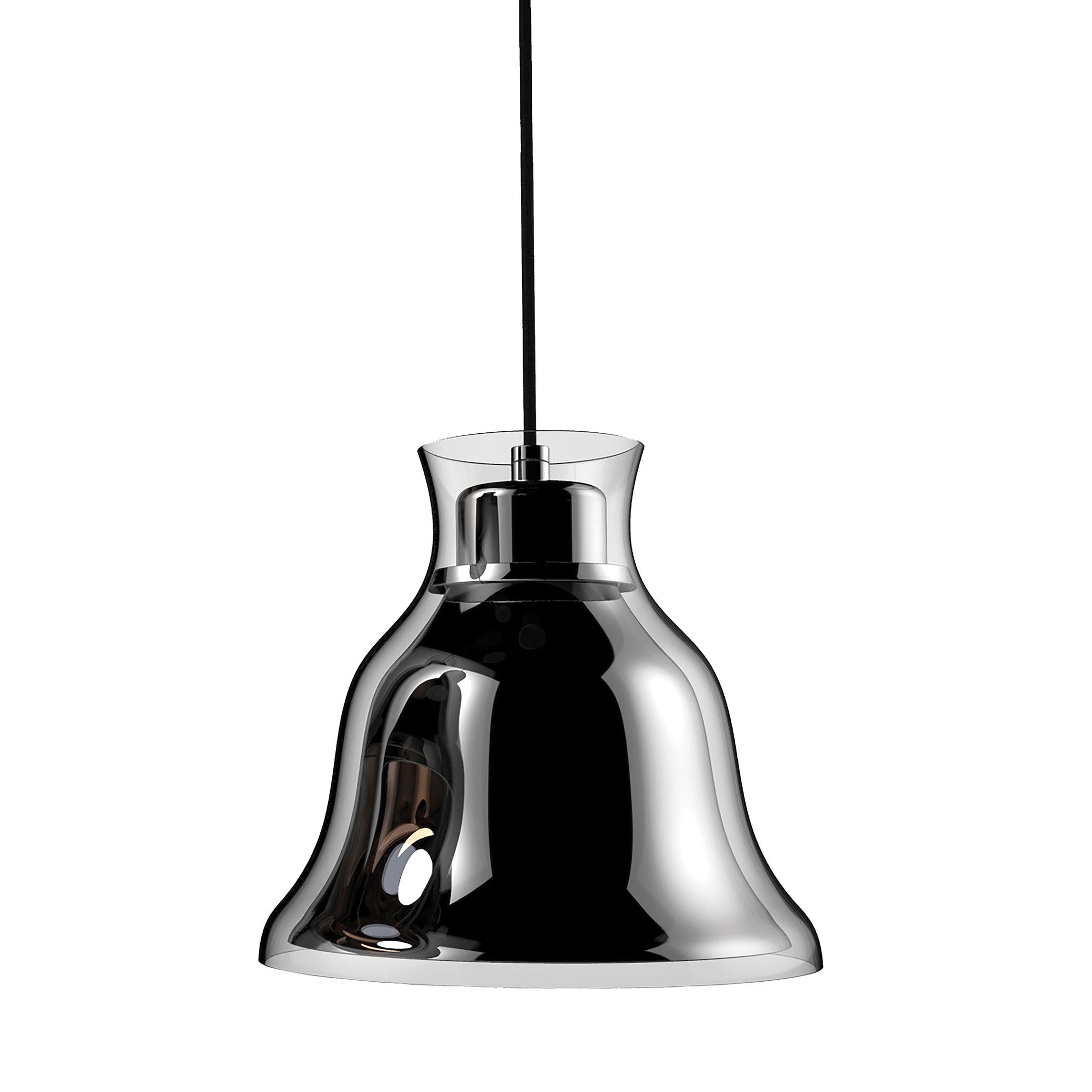 Mini Matte Black and Chrome Glass Pendant Light