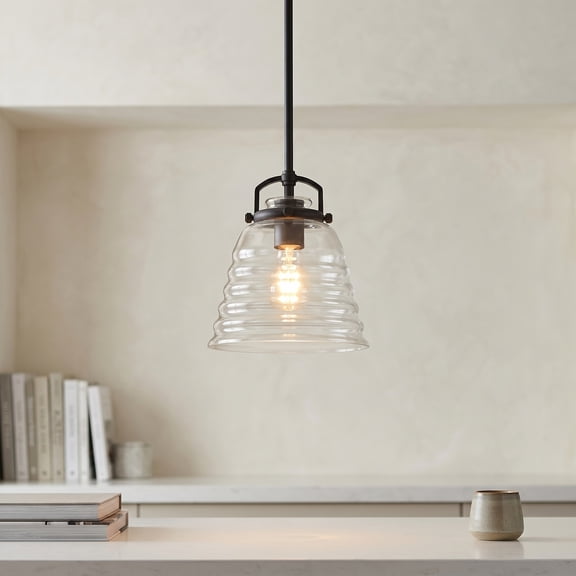 Elk Home Current 8-Inch Mini Pendant in Matte Black with Clear Glass