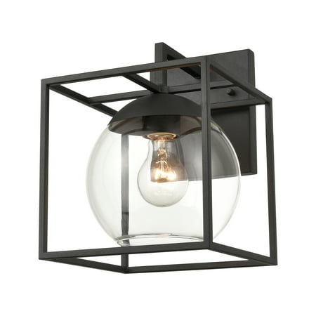 Elk Home 8-Inch Wide Outdoor Cubed Wall Sconce, Modern, Charcoal
