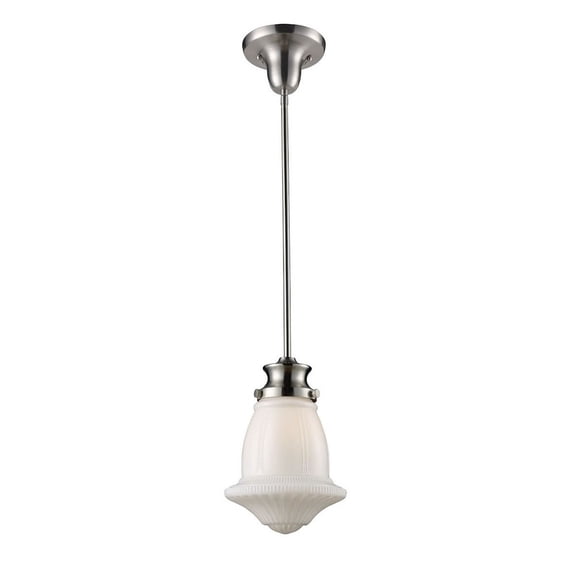 Elk Home 8-Inch Wide Schoolhouse Pendant, Transitional, Satin Nickel