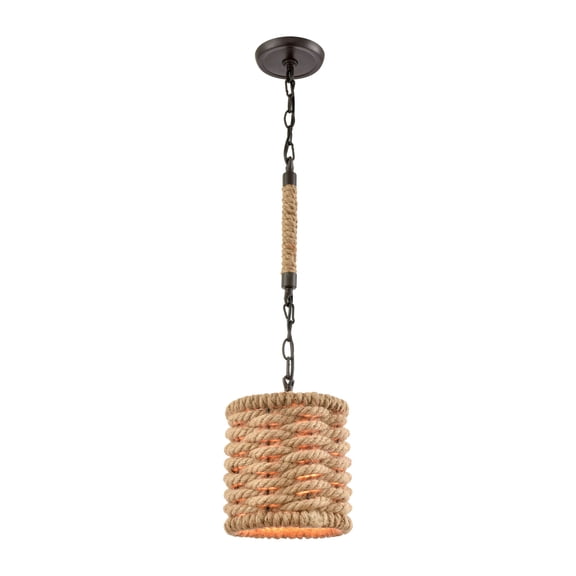 Elk Home 8-Inch Wide Weaverton Pendant, Transitional, Oiled Bronze