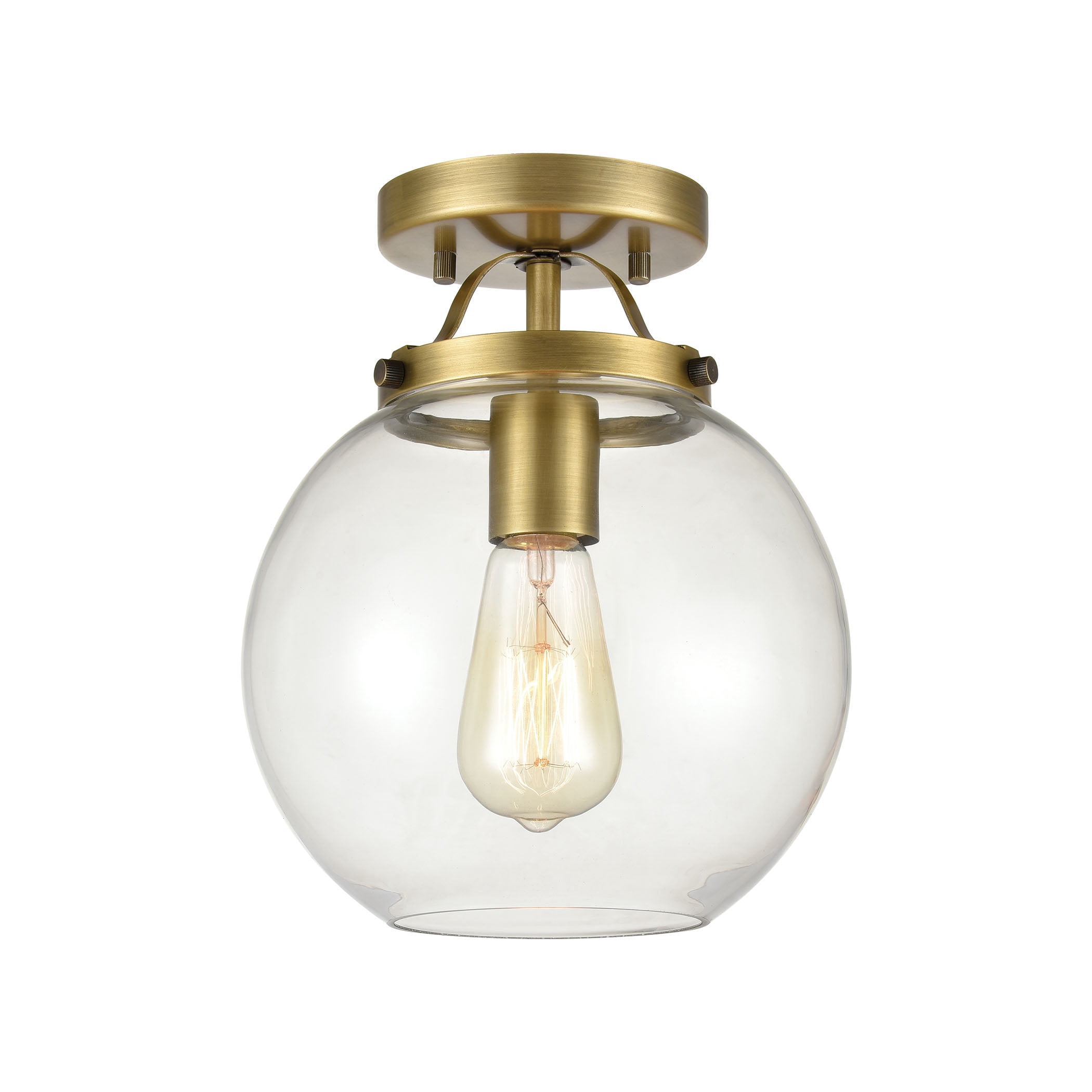 Elk Home 9-Inch Wide Bernice Semi Flush Mount, Brushed Antique Brass
